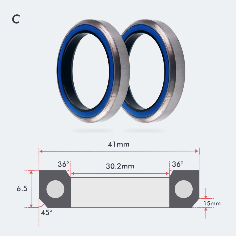 Neco Bearing Road Bike MTB Headset Bearing MR019 MR040 41mm 30.2mm 51.8mm 40mm 36x45 Degree for FSA Neco Headset Repair Parts