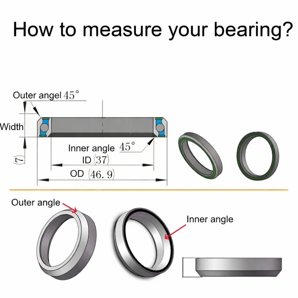 Neco Bearing Road Bike MTB Headset Bearing MR019 MR040 41mm 30.2mm 51.8mm 40mm 36x45 Degree for FSA Neco Headset Repair Parts