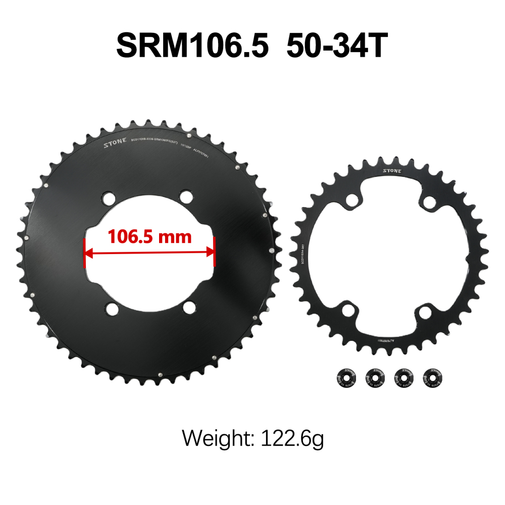 Stone Double Chainring 110BCD for SRM PowerMeter PM7 PM9 Crankset 5800 6800 4700 9000 Round Aero 50 34T 52 36T 53 39T 54 40T Road Bike