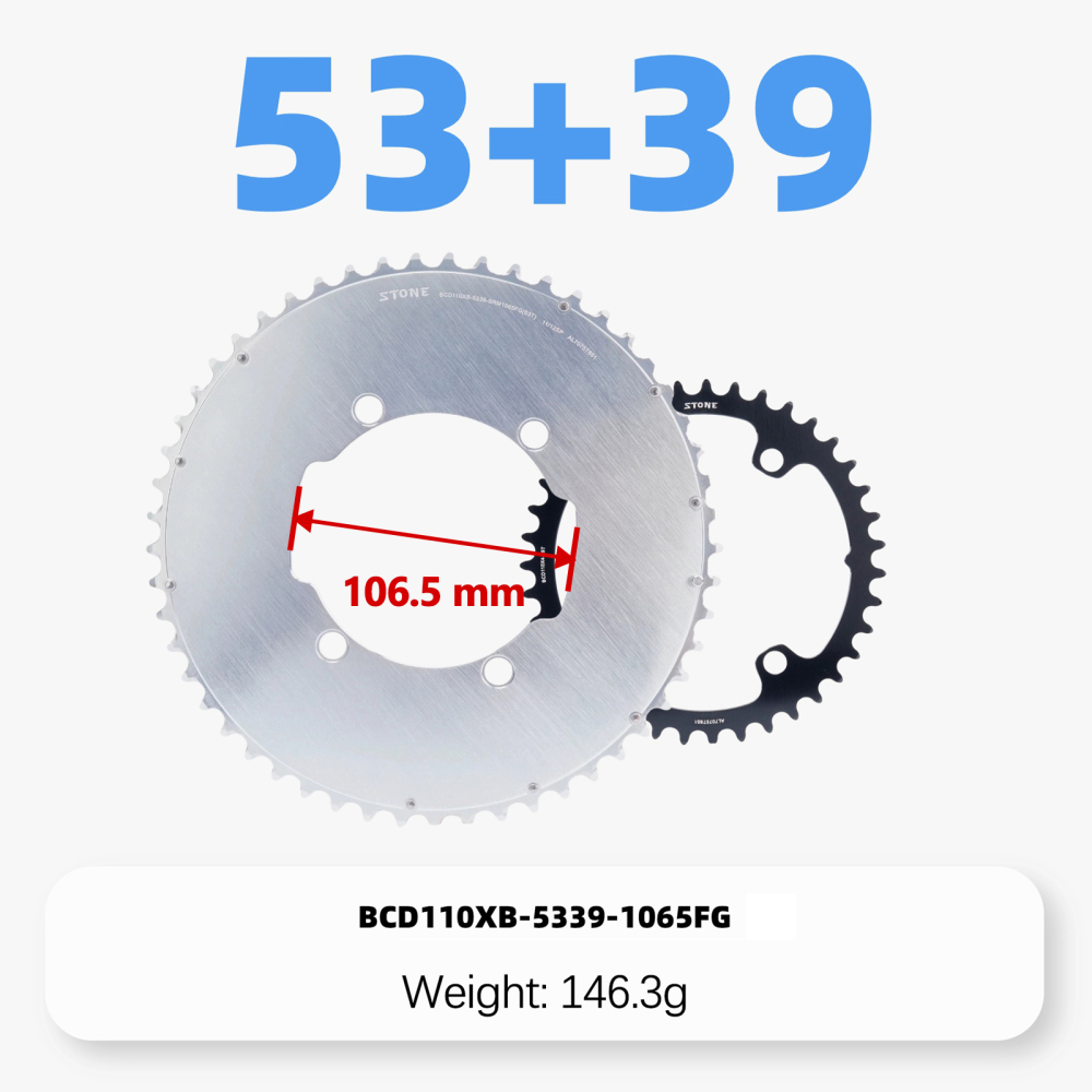 Stone Double Chainring 110BCD for SRM PowerMeter PM7 PM9 Crankset 5800 6800 4700 9000 Round Aero 50 34T 52 36T 53 39T 54 40T Road Bike