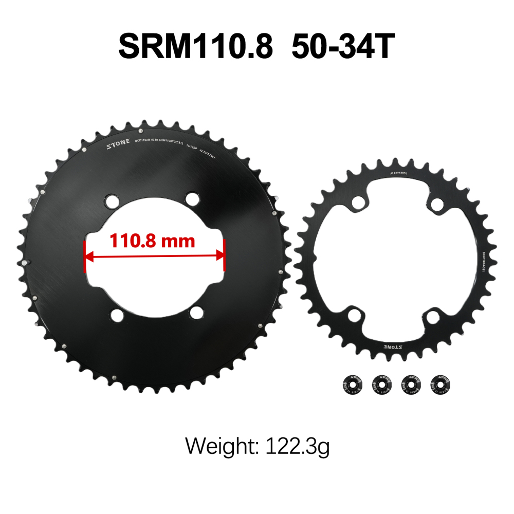 Stone Double Chainring 110BCD for SRM PowerMeter PM7 PM9 Crankset 5800 6800 4700 9000 Round Aero 50 34T 52 36T 53 39T 54 40T Road Bike
