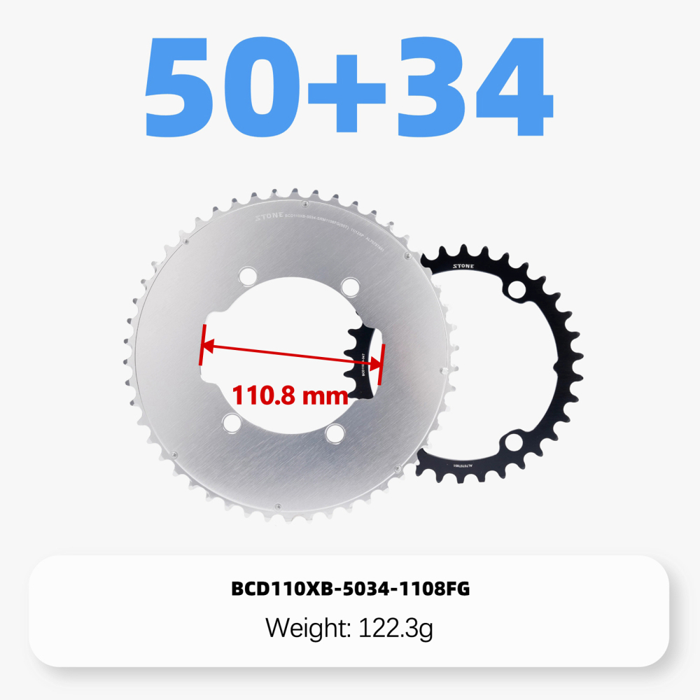 Stone Double Chainring 110BCD for SRM PowerMeter PM7 PM9 Crankset 5800 6800 4700 9000 Round Aero 50 34T 52 36T 53 39T 54 40T Road Bike