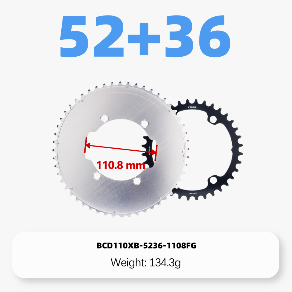 Stone Double Chainring 110BCD for SRM PowerMeter PM7 PM9 Crankset 5800 6800 4700 9000 Round Aero 50 34T 52 36T 53 39T 54 40T Road Bike