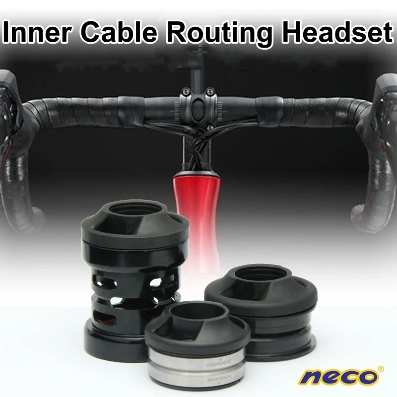Neco Bike Threadless Headset Inner Cable Routing 52 44 55 56 49.7MM Tapered Straight Fork MTB Bearing Headset Internal