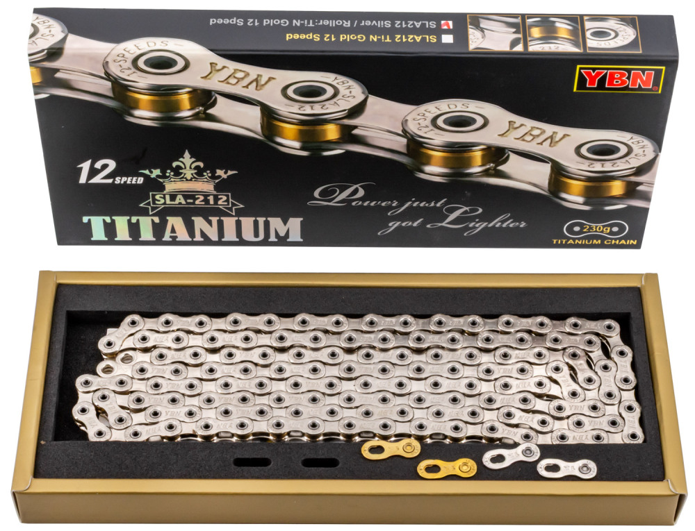 YBN SLA 212 S2 Titanium 12-Speed Chain Hollow Pin SLA212 road bike MTB gravel bike chain super ultra durable lifespan chain 12 speed 11 12s SLA211