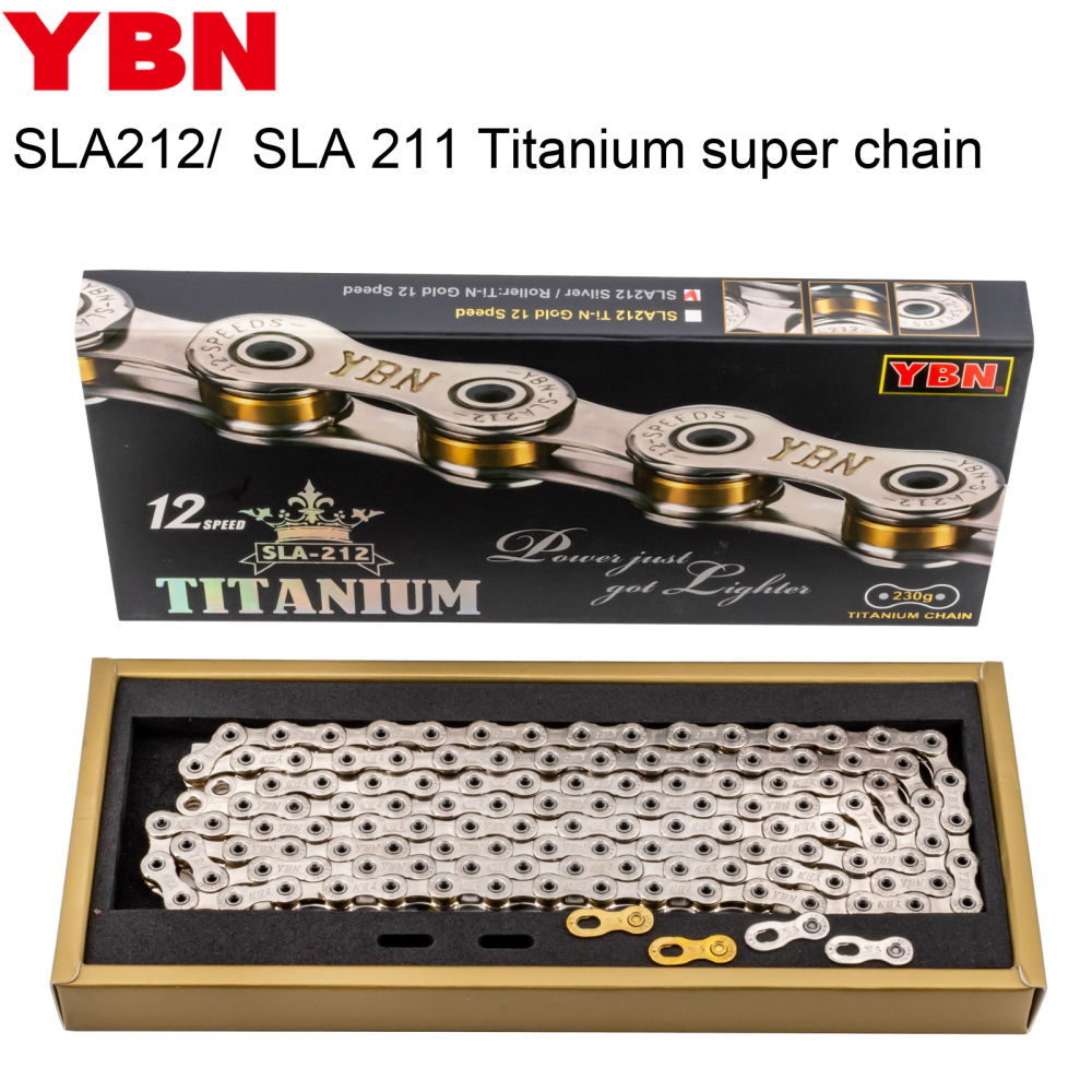 YBN SLA 212 S2 Titanium 12-Speed Chain Hollow Pin SLA212 road bike MTB gravel bike chain super ultra durable lifespan chain 12 speed 11 12s SLA211