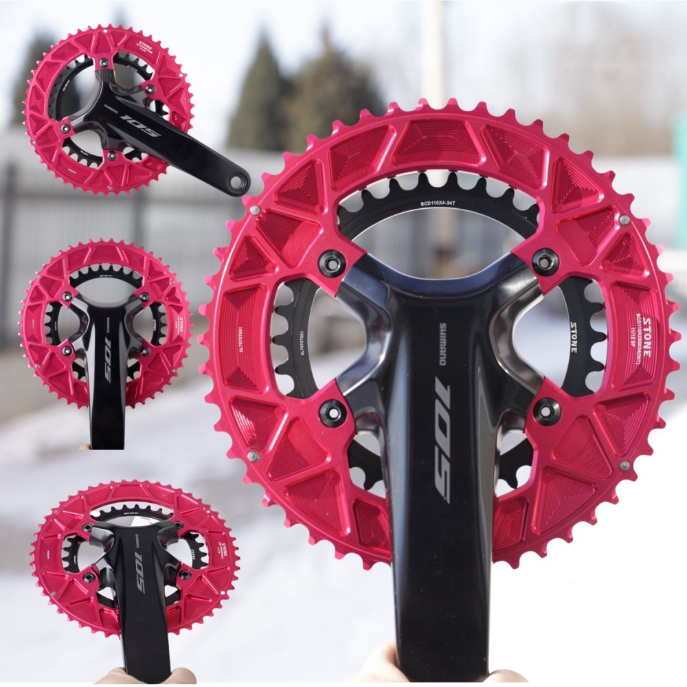Stone 110bcd Round Double Chainring for Shimano 105 R7100 UT R8100 DA R9200 Di2 Road Bike 58 56 55 54 52 53 52 50 48 46 42 40 39 36 34 32T