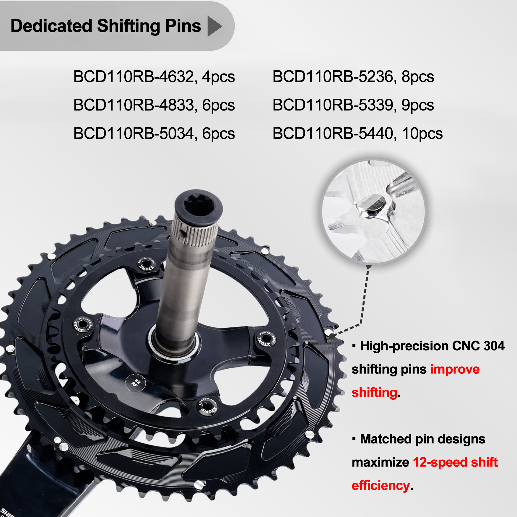 Stone 110bcd Chainring for Shimano 105 R7000 R8000 R9100 Double