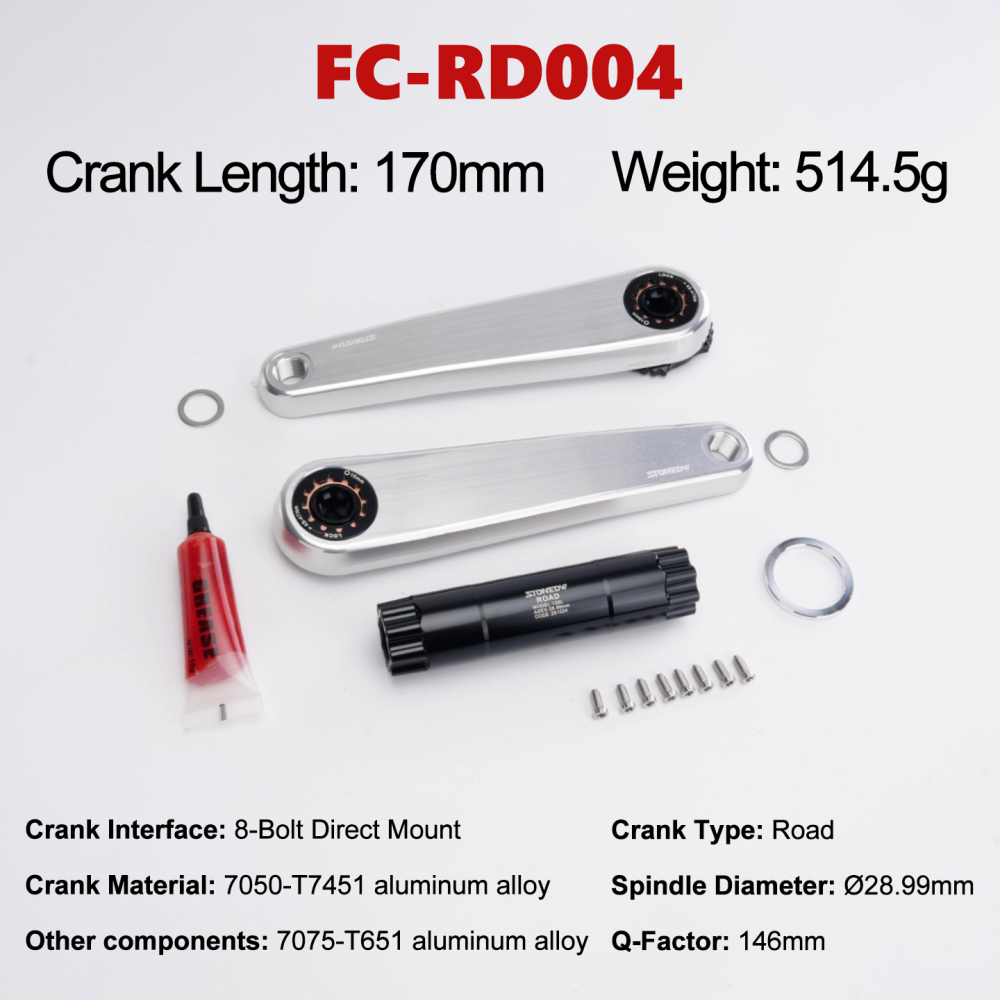 Stone Road Bike Crankset 28.99mm DUB 8 Bolts Pins Alu 7050-T7451 155 160 165 170 172.5 175mm Crank for AXS Spiders Powermeter chainring FORCE RED RIVAL 29mm gravel bike STONEDW