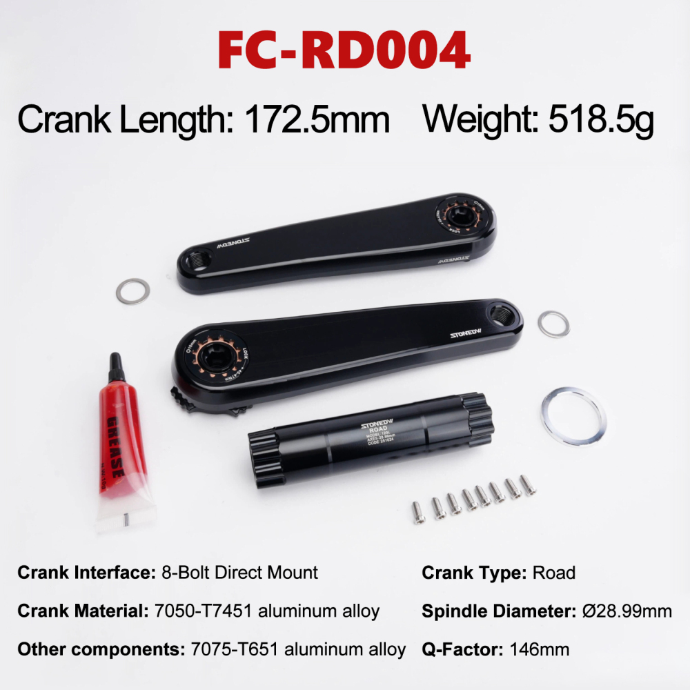 Stone Road Bike Crankset 28.99mm DUB 8 Bolts Pins Alu 7050-T7451 155 160 165 170 172.5 175mm Crank for AXS Spiders Powermeter chainring FORCE RED RIVAL 29mm gravel bike STONEDW