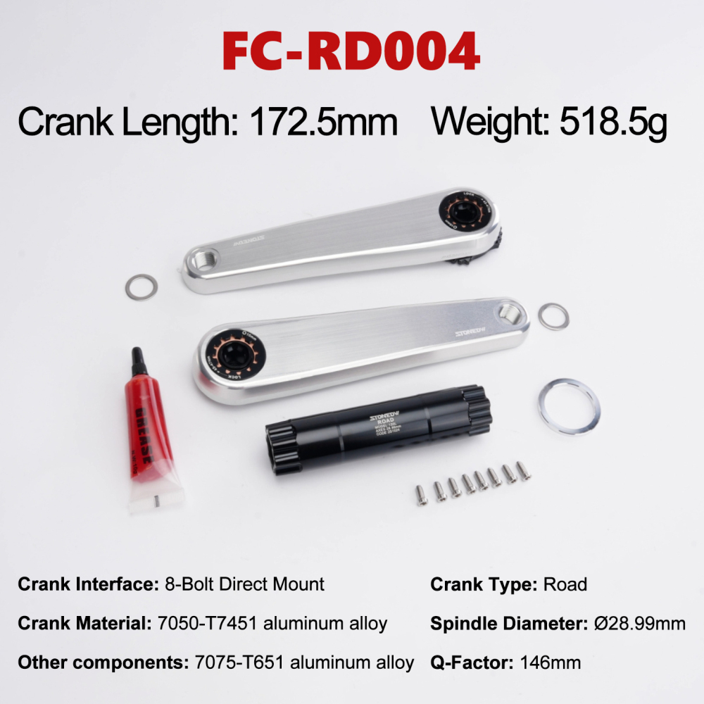 Stone Road Bike Crankset 28.99mm DUB 8 Bolts Pins Alu 7050-T7451 155 160 165 170 172.5 175mm Crank for AXS Spiders Powermeter chainring FORCE RED RIVAL 29mm gravel bike STONEDW
