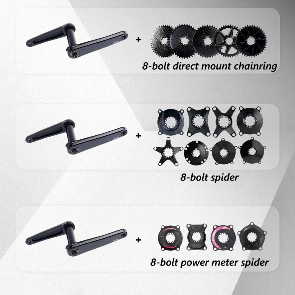 Stone Road Bike Crankset 28.99mm DUB 8 Bolts Pins Alu 7050-T7451 155 160 165 170 172.5 175mm Crank for AXS Spiders Powermeter chainring FORCE RED RIVAL 29mm STONEDW