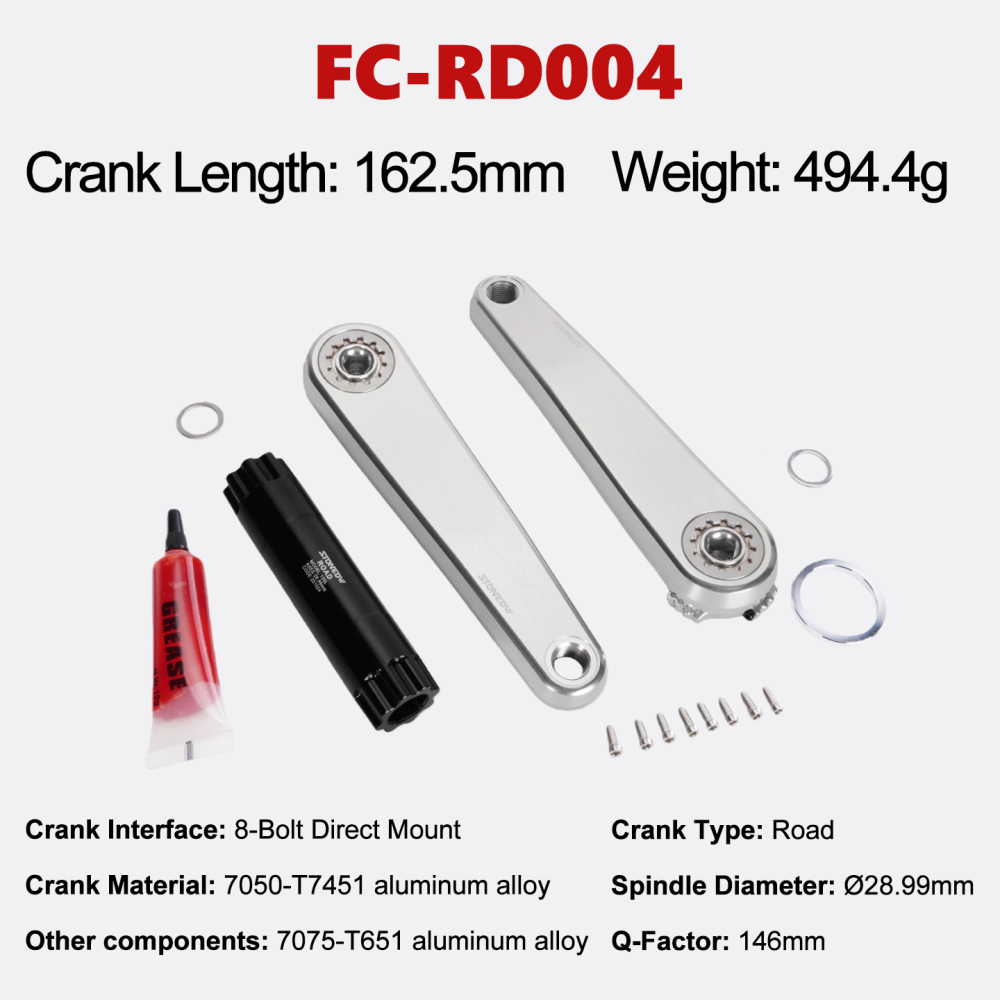 Stone Road Bike Crankset 28.99mm DUB 8 Bolts Pins Alu 7050-T7451 155 160 165 170 172.5 175mm Crank for AXS Spiders Powermeter chainring FORCE RED RIVAL 29mm gravel bike STONEDW