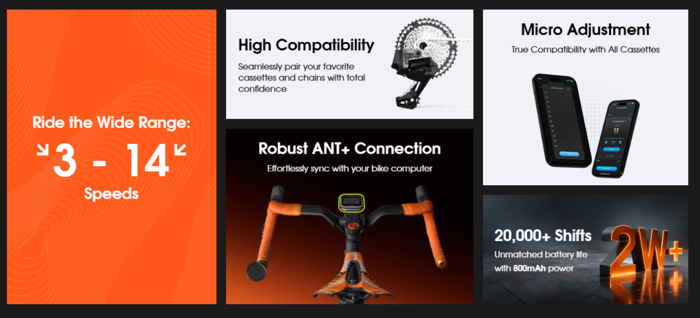 WHEELTOP EDS TX Wireless aluminum Carbon fiber Electronic Shifter/Derailleur Road Bike 3-12 13 14s speed