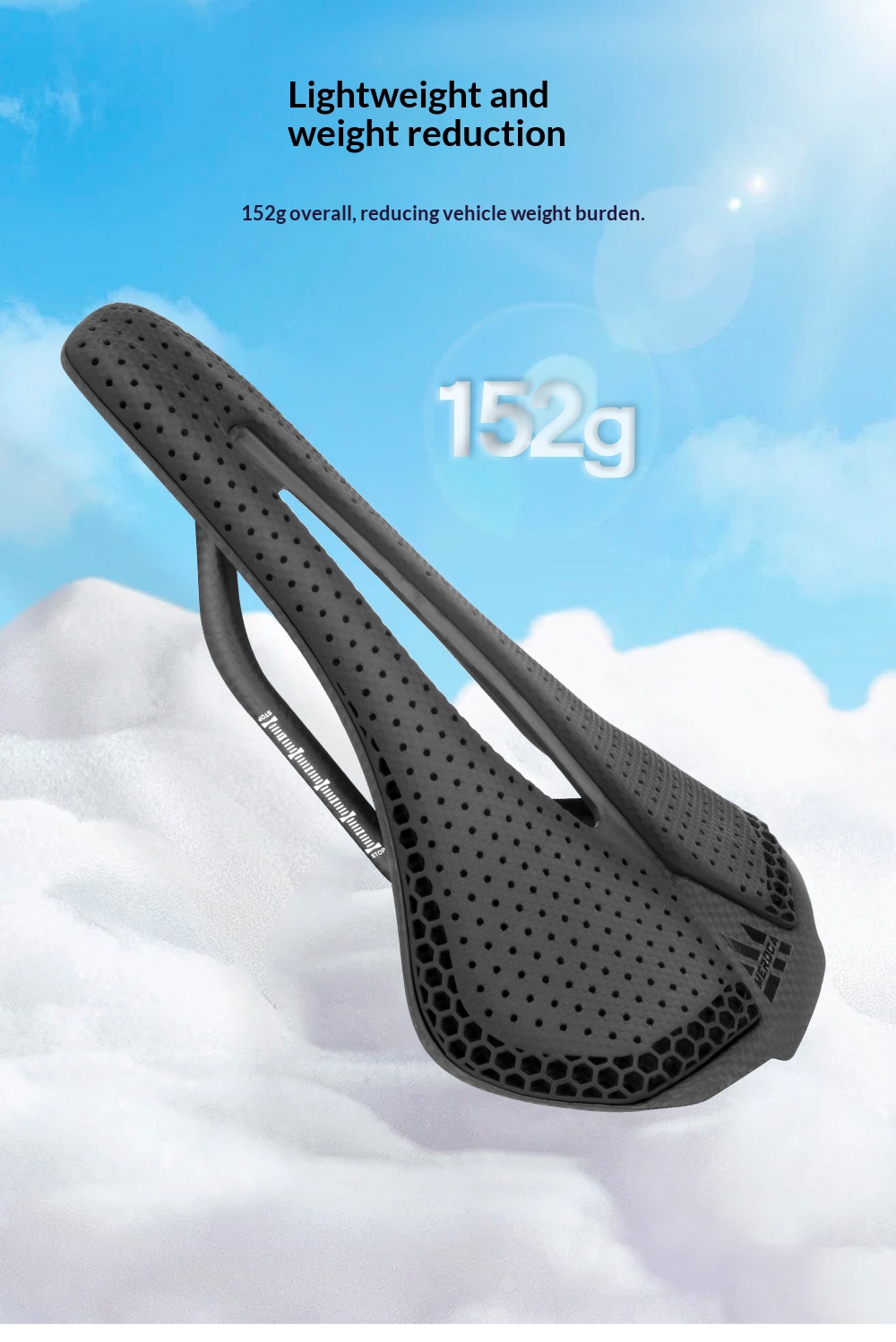 MEROCA VG R1 3D Printed Bicycle Saddle Carbon Fiber Base with Zoned Cushioning Hollow Road Bike Saddle