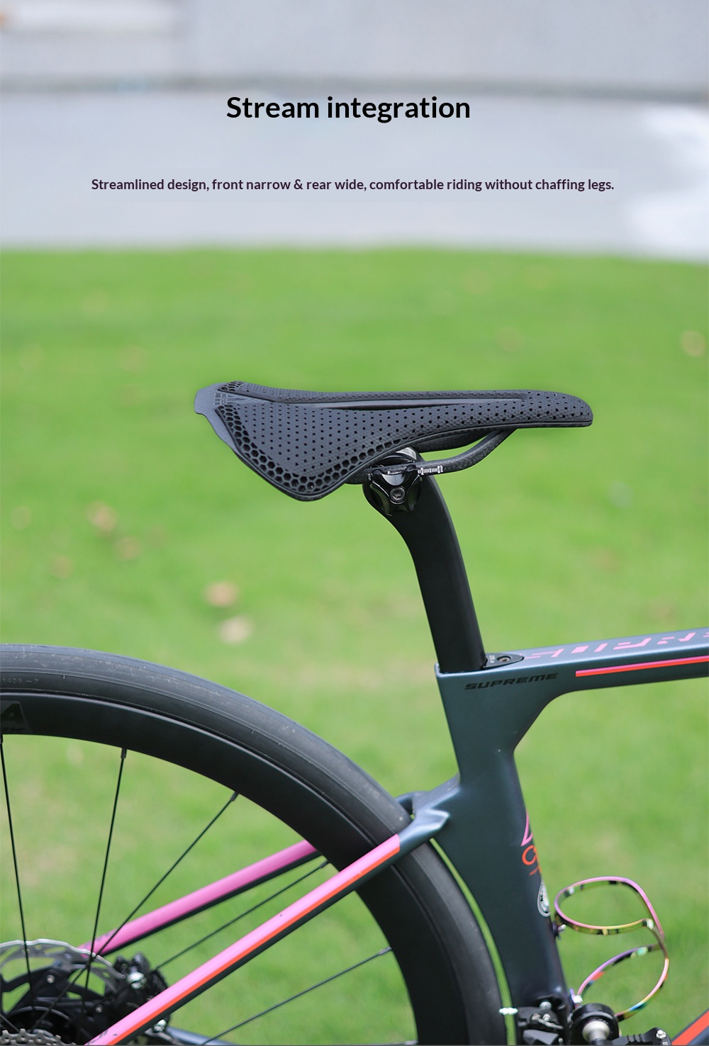MEROCA VG R1 3D Printed Bicycle Saddle Carbon Fiber Base with Zoned Cushioning Hollow Road Bike Saddle
