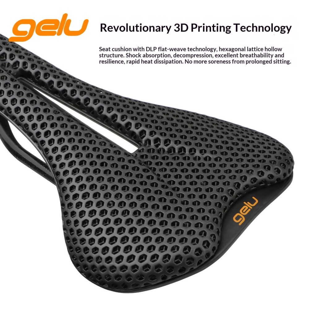GELU T50 3D Printed Carbon Rail Road Bike Saddle Hollow Breathable Racing Saddle Lightweight