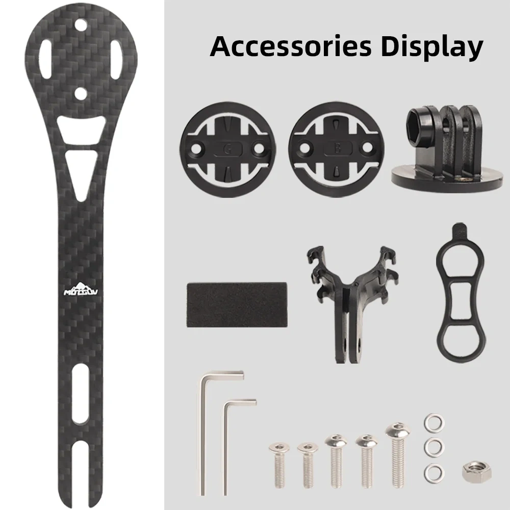 MOTSUV Bicycle Stopwatch Bracket Carbon Fiber Bike Stem Extension Computer Mount Cycling Code Table Rack Garmin Gopro Bryton