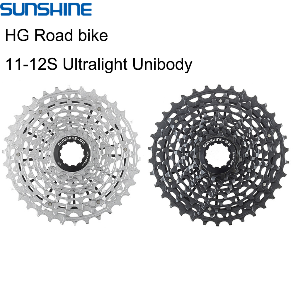 SUNSHINE HG unibody Ultralight Cassette Freewheel for Road Bike 11 12 Speed 11-30T 32T 34T 36T Full-Steel CNC Black Silver r7100 r8100 r9200 r7000 r8000 r9100