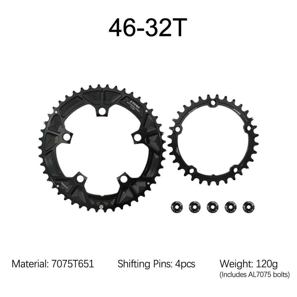 Stone 110bcd Round Double Chainring for Shimano 12S 5 Bolts Crank 12 Speed Road Bike 54 40T 46 32t 52 36T 53 39T 50 34 48 33T 2x 55t 40 56t 42t 58t 44