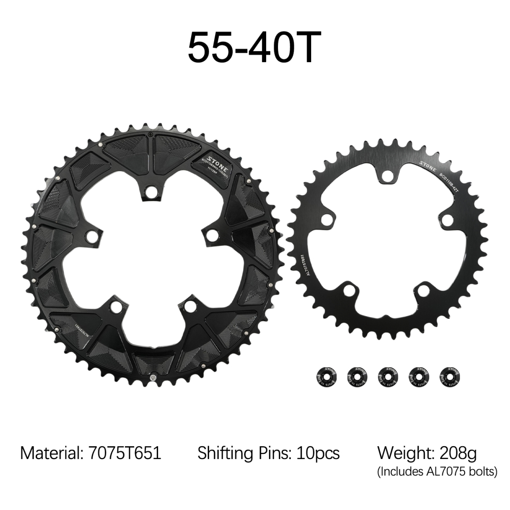 Stone 110bcd Round Double Chainring for Shimano 12S 5 Bolts Crank 12 Speed Road Bike 54 40T 46 32t 52 36T 53 39T 50 34 48 33T 2x 55t 40 56t 42t 58t 44