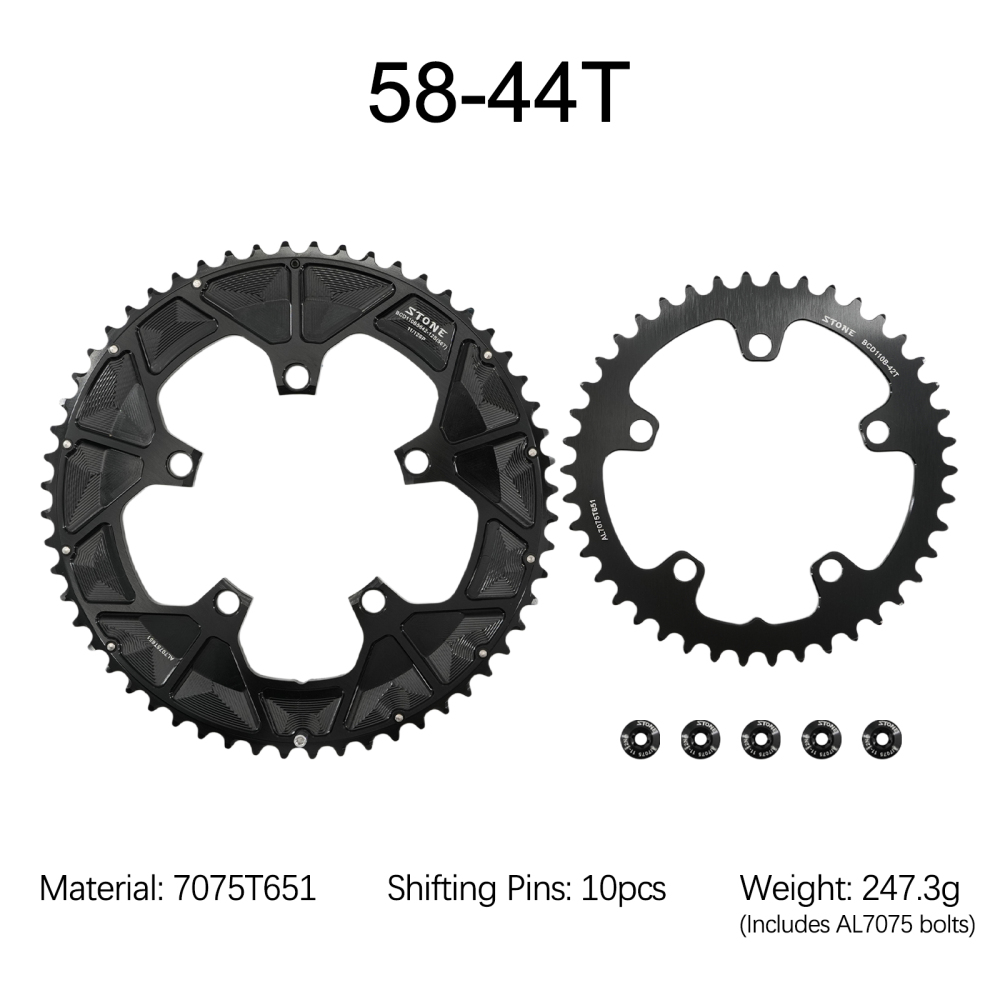 Stone 110bcd Round Double Chainring for Shimano 12S 5 Bolts Crank 12 Speed Road Bike 54 40T 46 32t 52 36T 53 39T 50 34 48 33T 2x 55t 40 56t 42t 58t 44