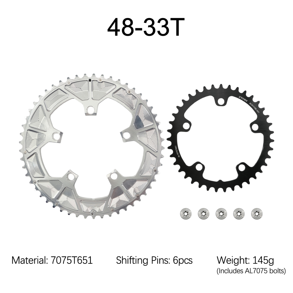 Stone 110bcd Round Double Chainring for Shimano 12S 5 Bolts Crank 12 Speed Road Bike 54 40T 46 32t 52 36T 53 39T 50 34 48 33T 2x 55t 40 56t 42t 58t 44