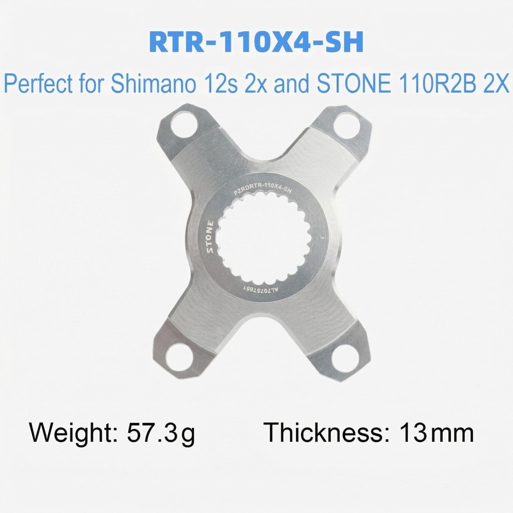 STONE chainring spider 110bcd 4 arms widen style for shimano chainring 12speed ec90 easton rotor aldhu axs force rival sram 3 bolts pins gxp R7100 R8100 R9200 AXS Flattop T-type 8 bolts pins  XPLR 12s 13s 2x speeed double chainring silver black