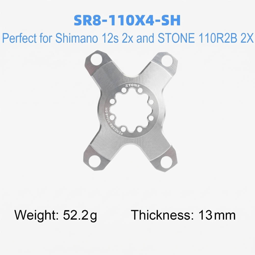 STONE chainring spider 110bcd 4 arms widen style for shimano chainring 12speed ec90 easton rotor aldhu axs force rival sram 3 bolts pins gxp R7100 R8100 R9200 AXS Flattop T-type 8 bolts pins  XPLR 12s 13s 2x speeed double chainring silver black