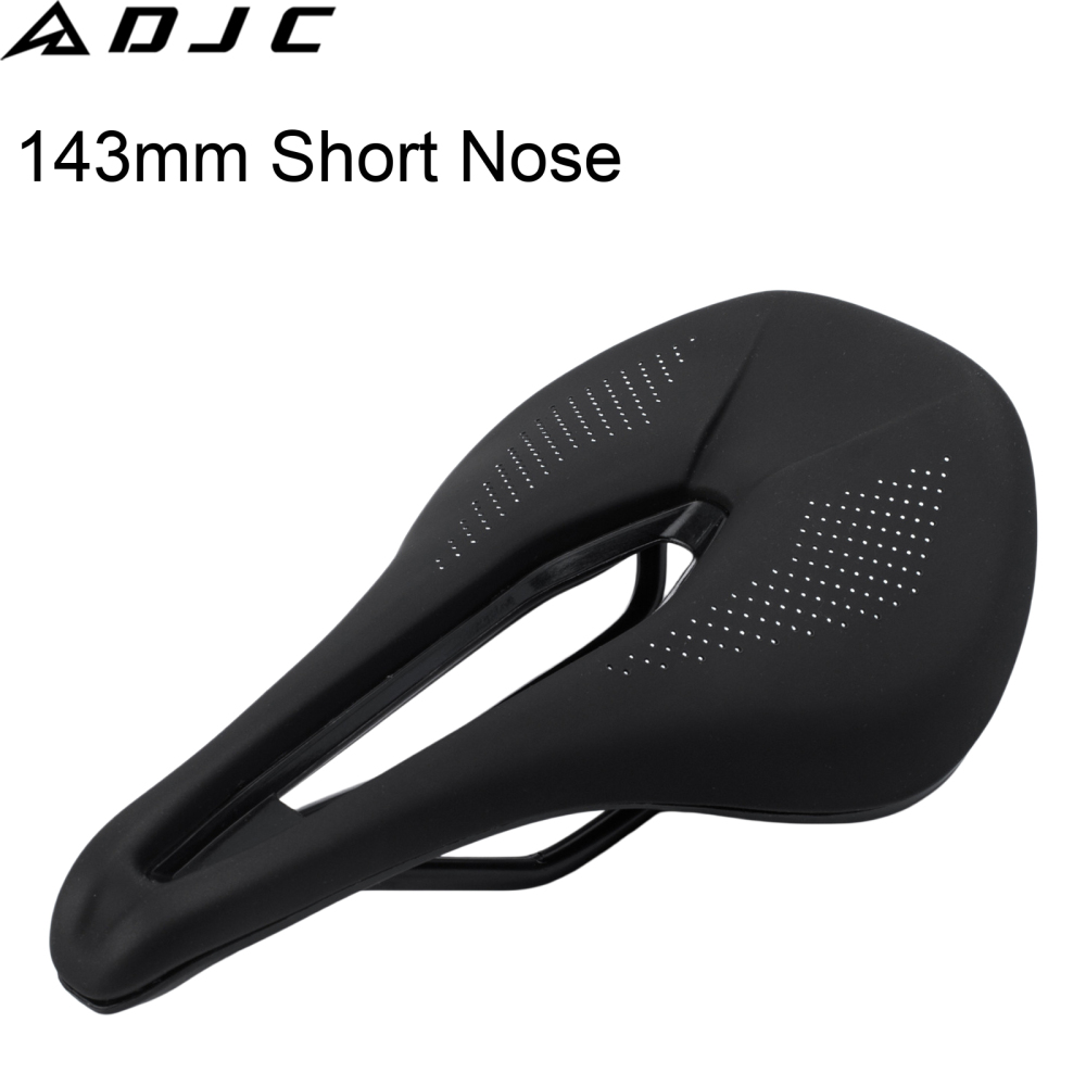 DJC Coolyea Short Nose Bicycle Saddle Hollow Sport Seat for MTB PU Microfiber Cover Lightweight Foam Padding 143 145