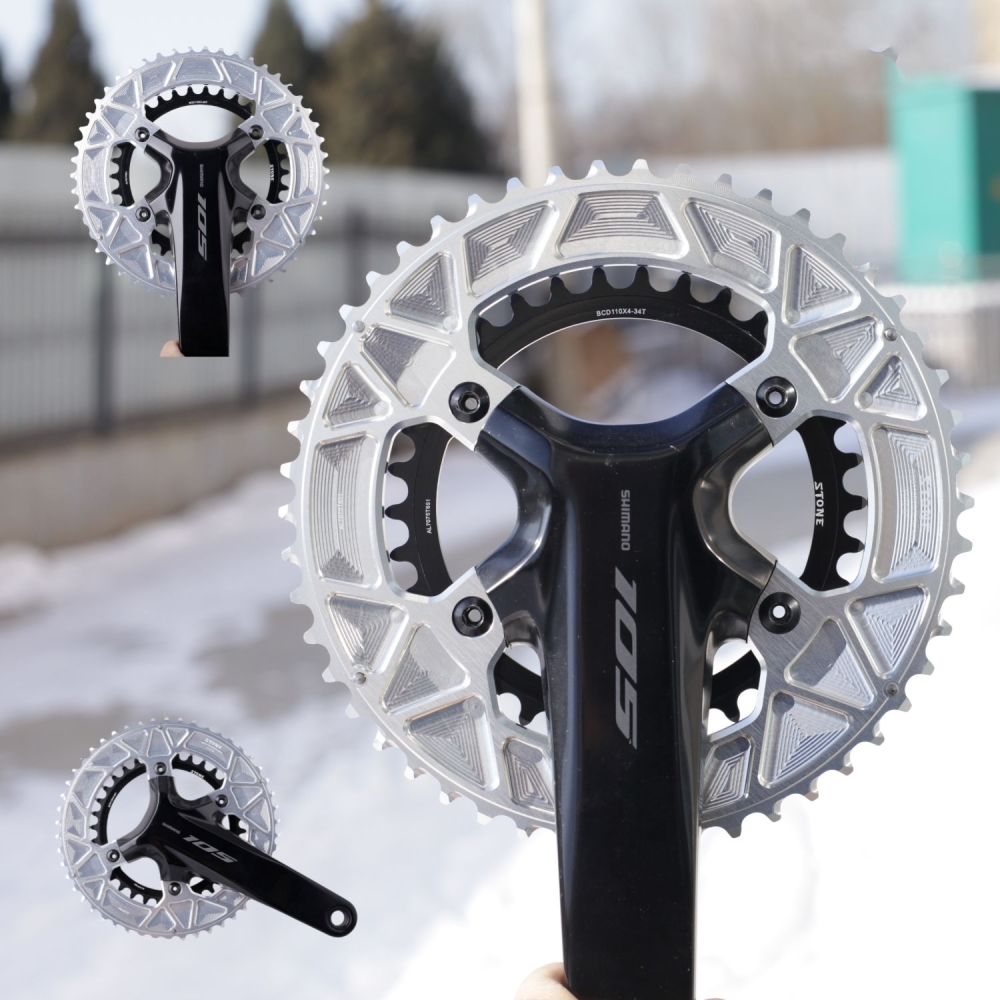 Stone 110bcd Round Double Chainring for Shimano 105 R7000 R7100 UT R8000 R8100 DA R9100 R9200 Di2 Road Bike 58 55 54 53 52 50 36T 39 40 34 48 46T