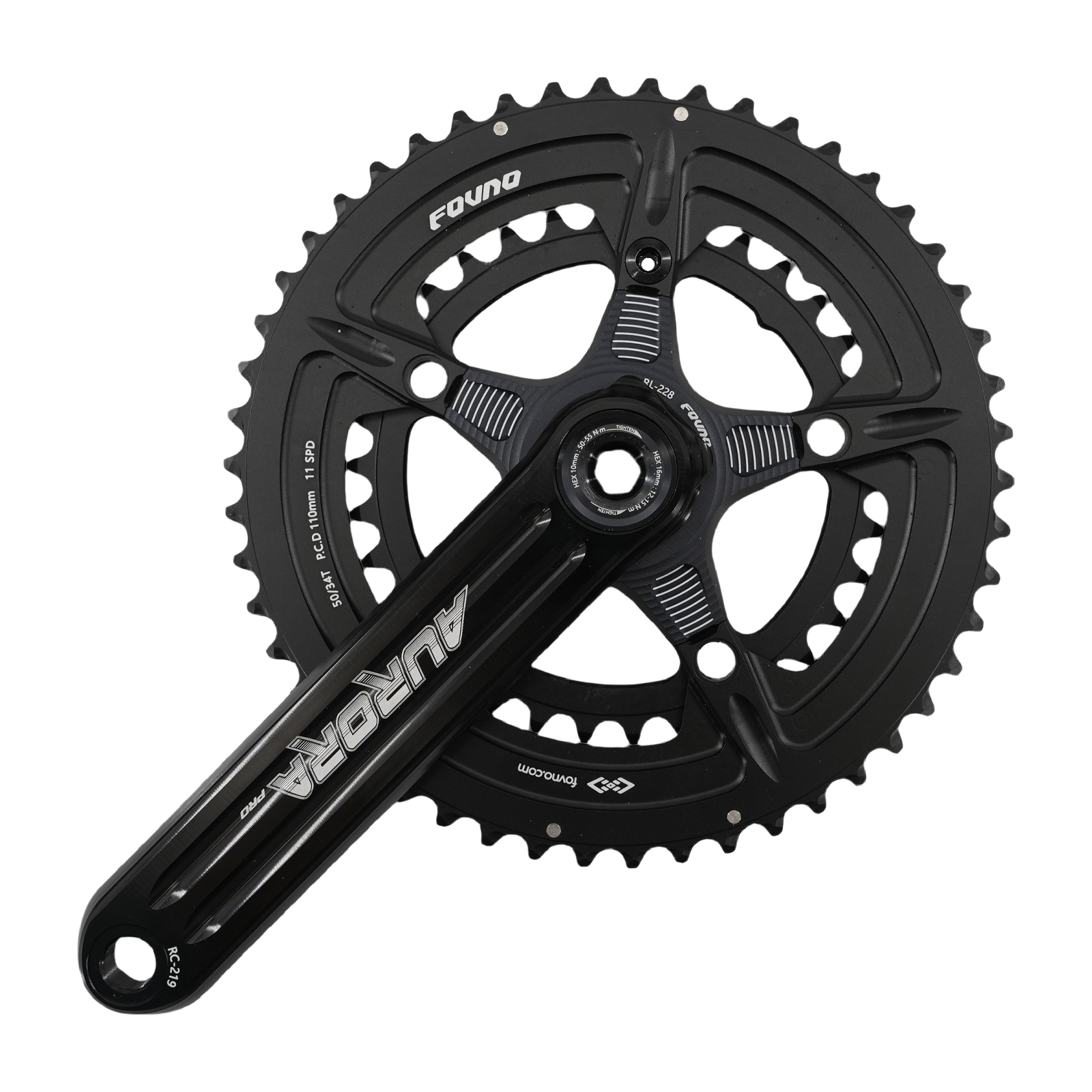 FOVNO AURORA Pro Road Bike 3 bolt pins Crankset 29mm Spindle Full