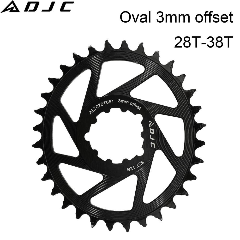 DJC Bike Chainring 3 bolts pins Direct Mount 3mm Offset Oval Chainring for Sram GXP XX1 Eagle X01 X1 X0 X9 for DUB BB30 Crankset Alu Lightweight 28 30 32 34 36 38T