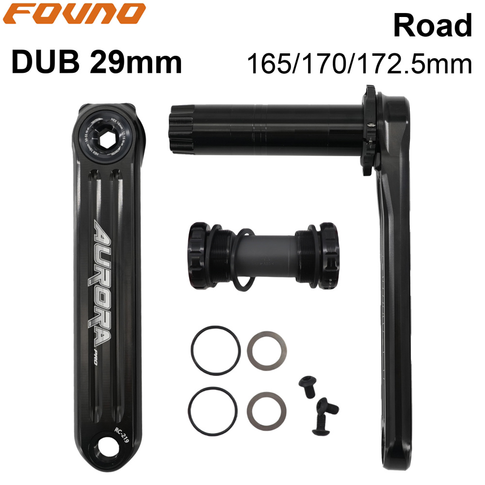 FOVNO AURORA Pro Road Bike 3 Bolt Direct Mount Crankset DUB 29mm Spindle Full CNC 7075 Aluminum Lightweight Hollow Design High Stiffness 165/170/172.5mm 453g / 15.98oz
