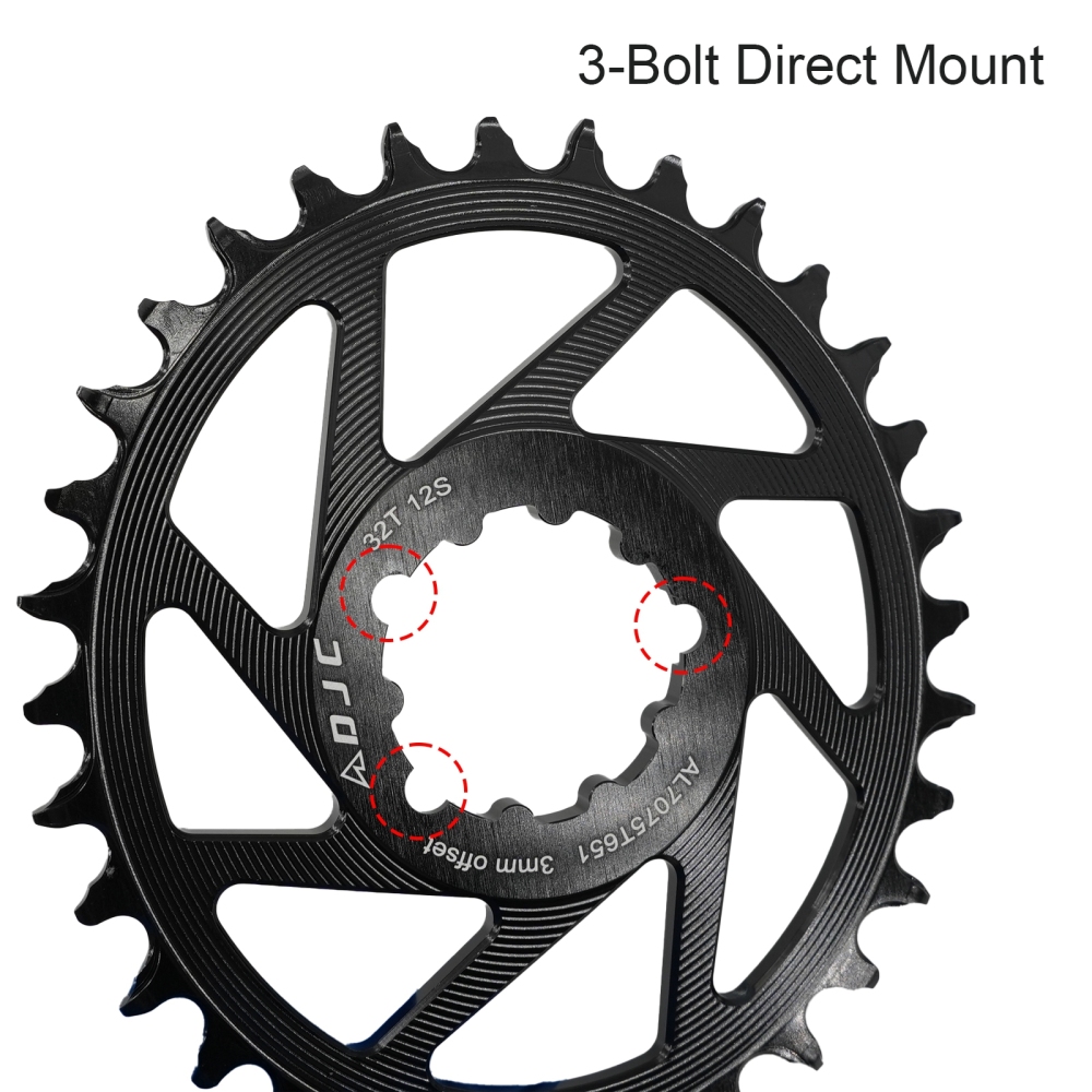 DJC Bike Chainring 3 bolts pins Direct Mount 3mm Offset Oval Chainring for Sram GXP XX1 Eagle X01 X1 X0 X9 for DUB BB30 Crankset Alu Lightweight 28 30 32 34 36 38T