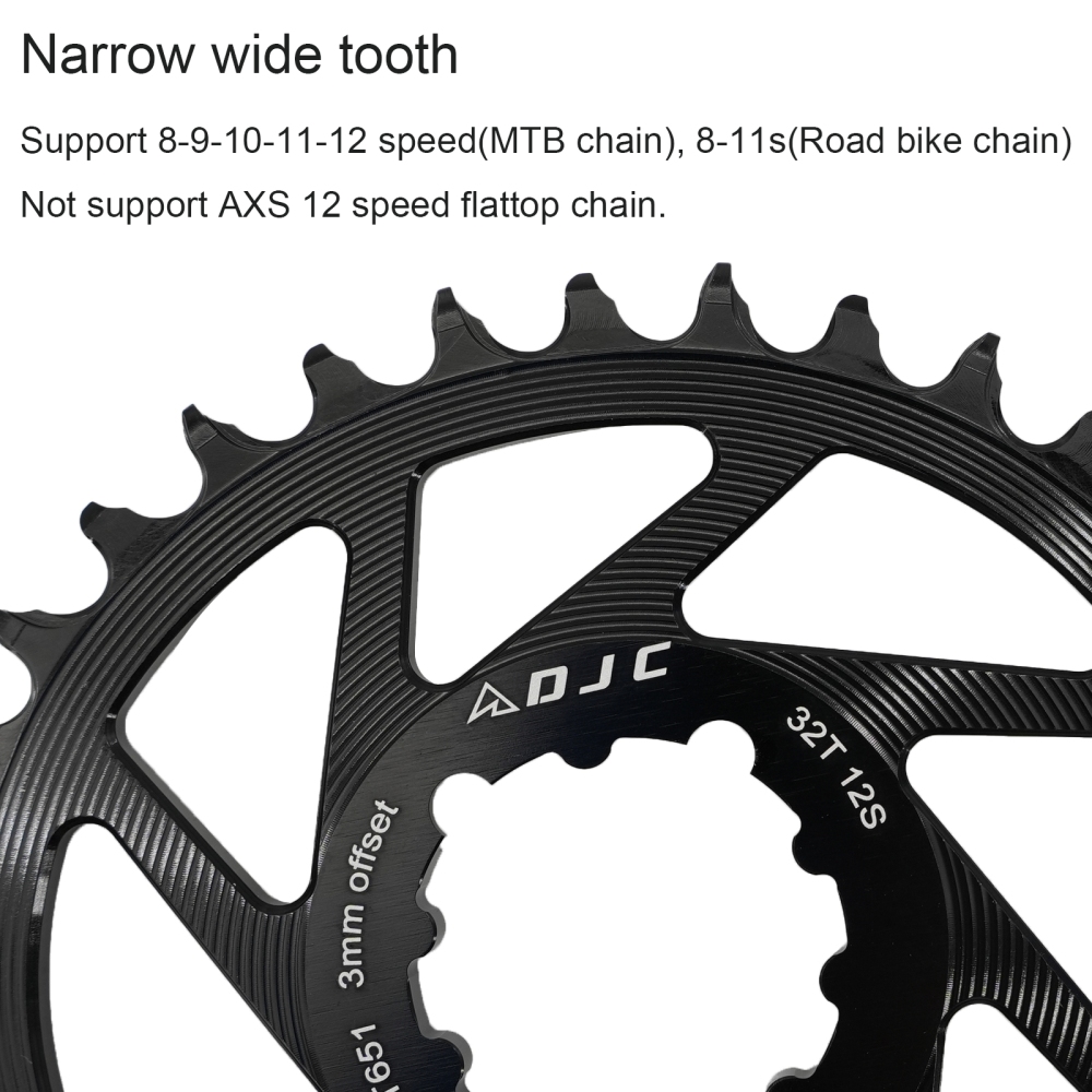 DJC Bike Chainring 3 bolts pins Direct Mount 3mm Offset Oval Chainring for Sram GXP XX1 Eagle X01 X1 X0 X9 for DUB BB30 Crankset Alu Lightweight 28 30 32 34 36 38T