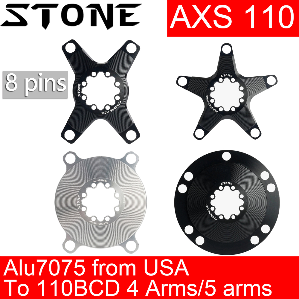 Stone AXS Chainring Adapter Converter Spider 110BCD for Sram Force Red Etap QUARQ Road Bike Gravel 12S Crank 105 R8000 8 bolts pins 2x r7000 r800 r9100 r7100 r8100 r9200 AXS Flattop T-type 8 bolts pins XPLR 12s 13s