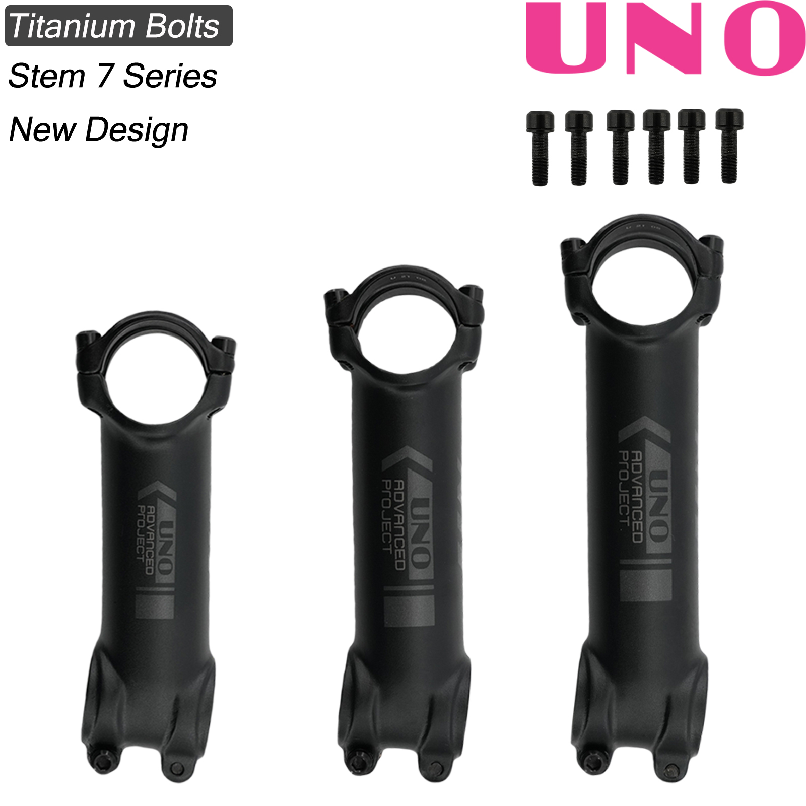 UNO Bike stem Ti Titanium bolts grey black -7 17 degree MTB Alu 60 70 80 90mm 100 110 120 130mm bicycle stem