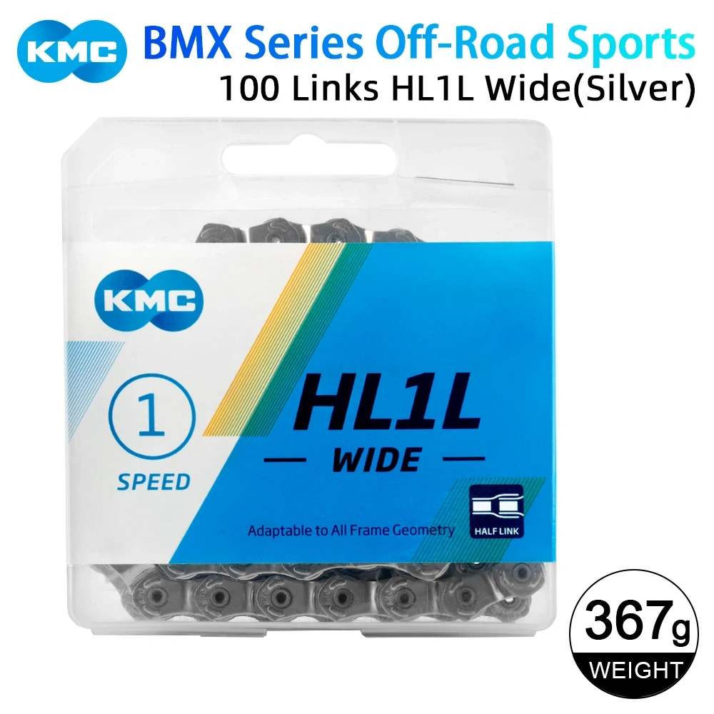 KMC Single Speed Bicycle Chain S1 K1 K1SL Z1eHX HL1 BMX Series 1/2"x1/8" 3/32" Free Style Bike Curren for Jump Track City Bike