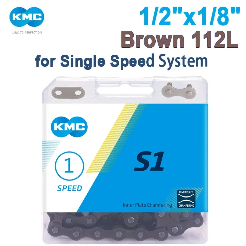 KMC Single Speed Bicycle Chain S1 K1 K1SL Z1eHX HL1 BMX Series 1/2"x1/8" 3/32" Free Style Bike Curren for Jump Track City Bike