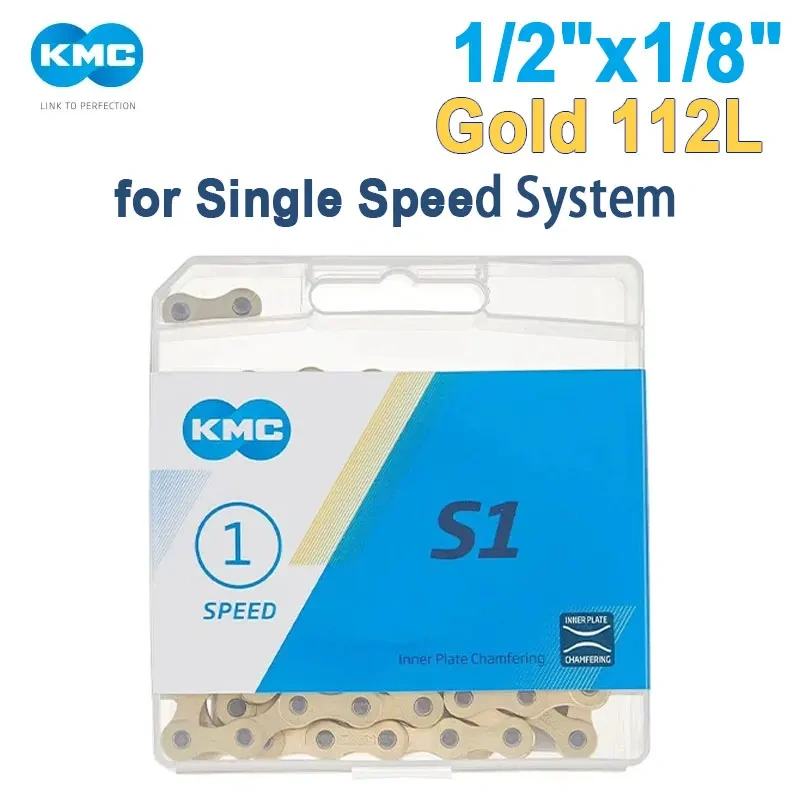 KMC Single Speed Bicycle Chain S1 K1 K1SL Z1eHX HL1 BMX Series 1/2"x1/8" 3/32" Free Style Bike Curren for Jump Track City Bike