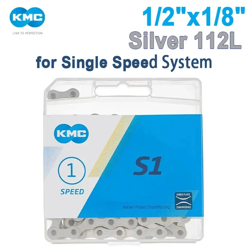 KMC Single Speed Bicycle Chain S1 K1 K1SL Z1eHX HL1 BMX Series 1/2"x1/8" 3/32" Free Style Bike Curren for Jump Track City Bike