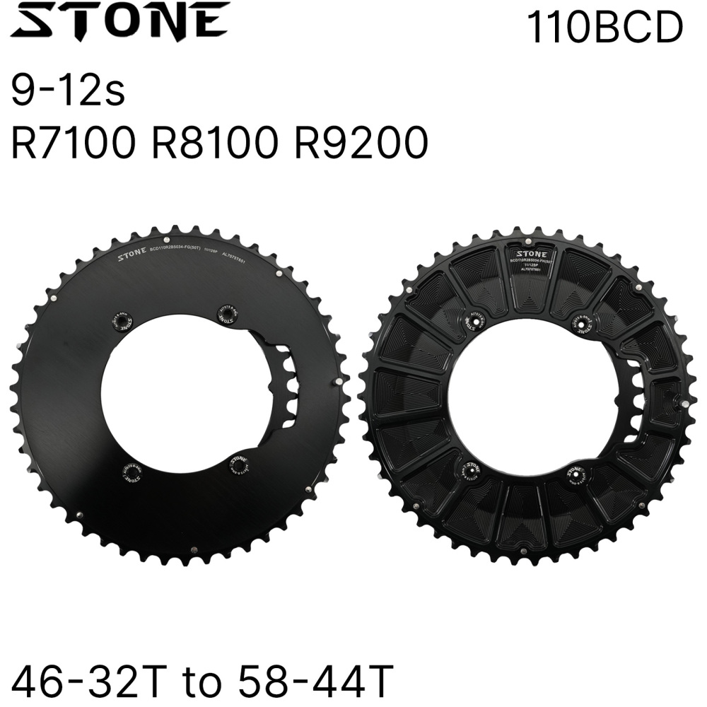 Stone 110bcd Round Double Chainring Aero for Shimano 105 R7100 UT R8100 DA R9200 Di2 Road Bike 58 55 52 36T 53 39 54 40 50 34 48 46
