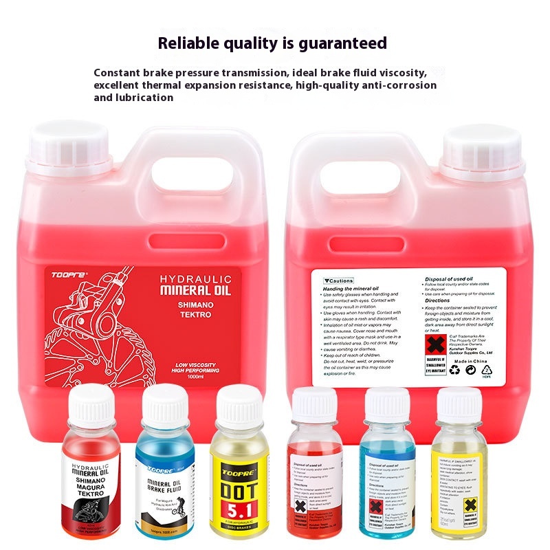 TOOPRE Mountain Bike Disc Brake Oil Red Mineral Oil 1L Barrel DOT Brake Fluid 1000ml Hydraulic Fluid