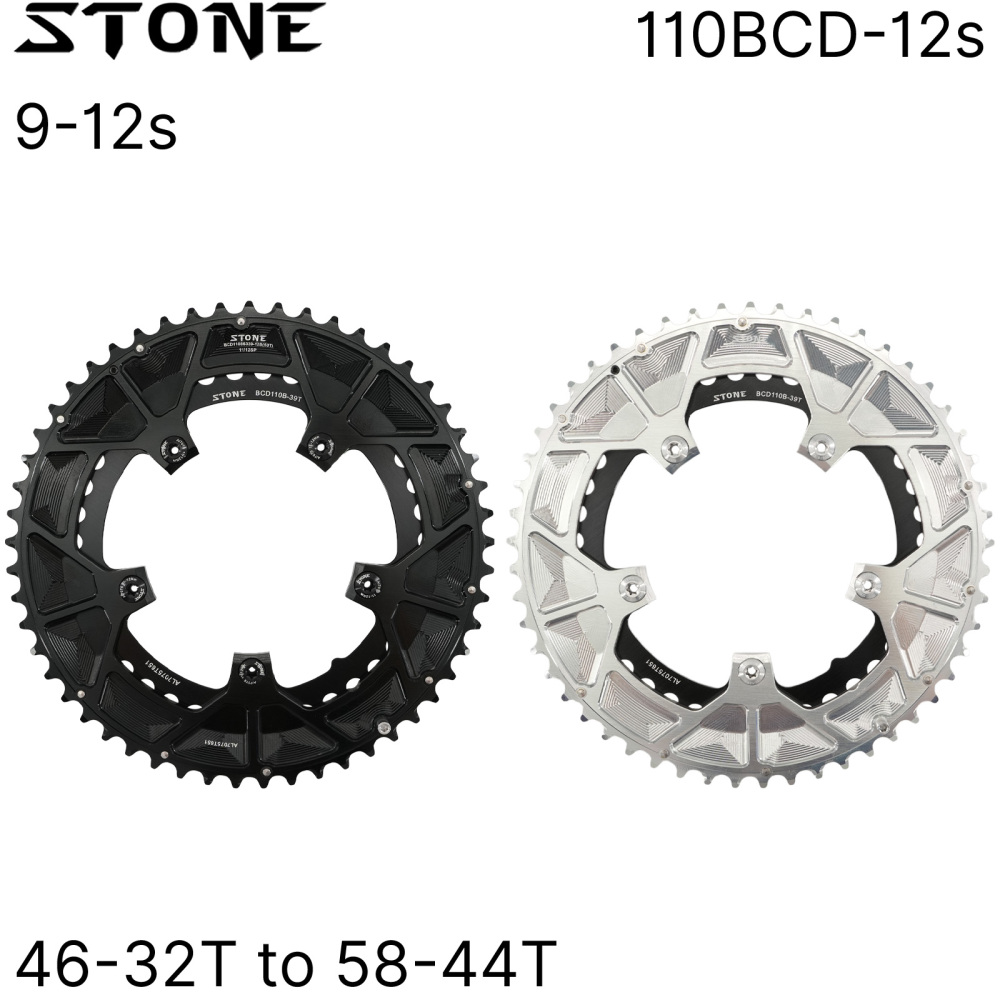 Stone 110bcd Round Double Chainring for Shimano 12S 5 Bolts Crank 12 Speed Road Bike 54 40T 46 32t 52 36T 53 39T 50 34 48 33T 2x 55t 40 56t 42t 58t 44