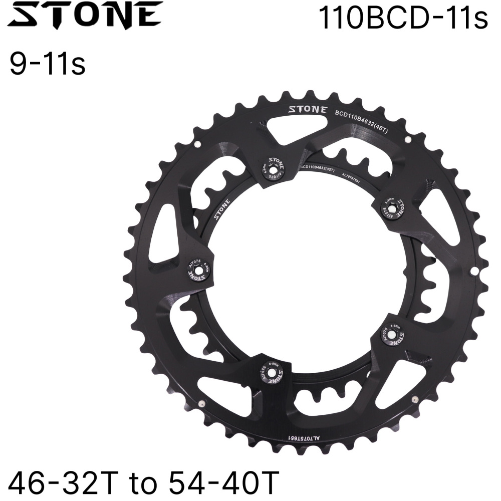 Stone Bike Round Double Chainring 11 speed 110bcd 2x 52 36T 53 39T 54 40T 50 34 for Sram Red Rival S350 S900 Rotor Force 110 BCD 5 Bolts 11s 12s