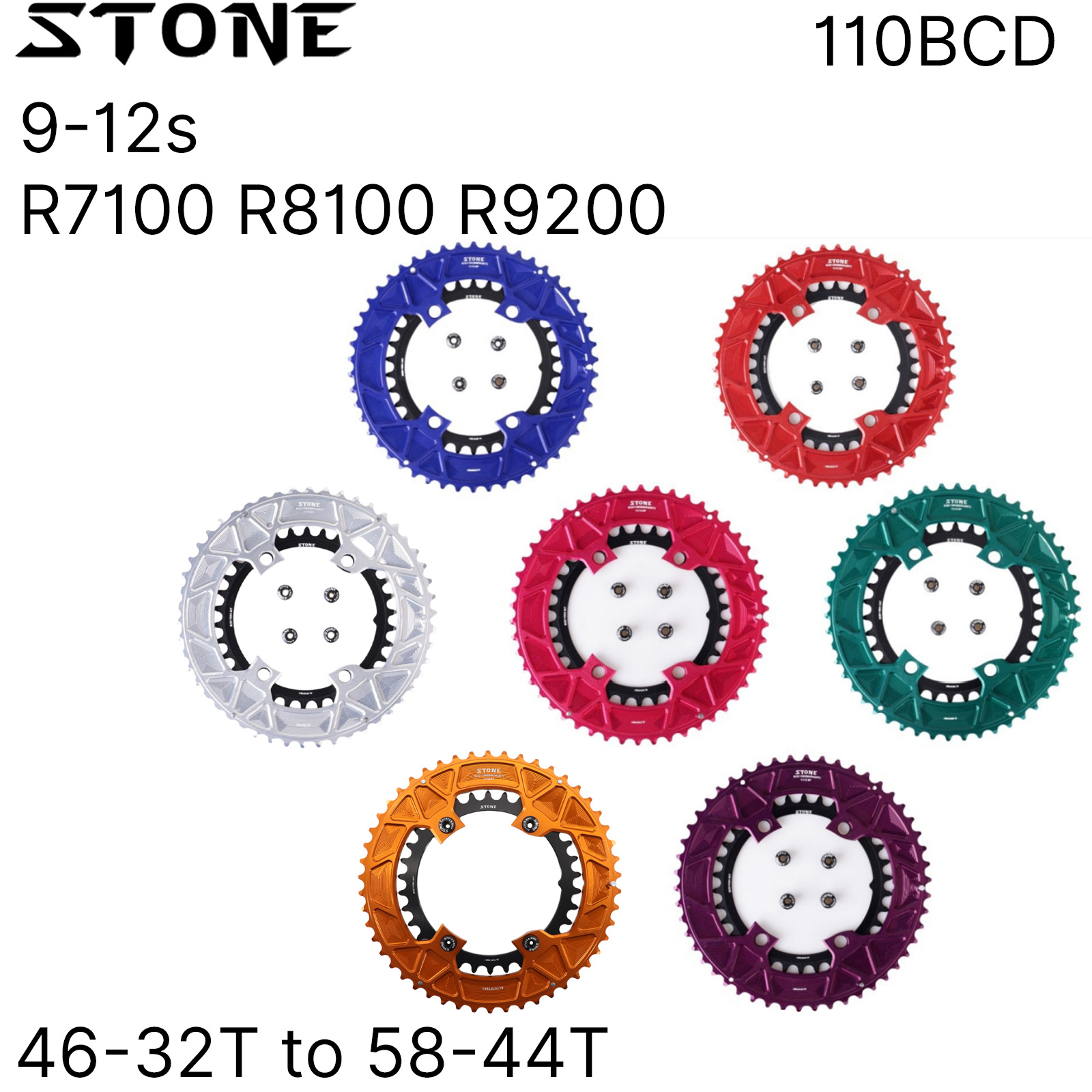 STONE  サイズ30 Stone 110bcd Round Double Chainring for Shimano 105 R7100 UT R8100