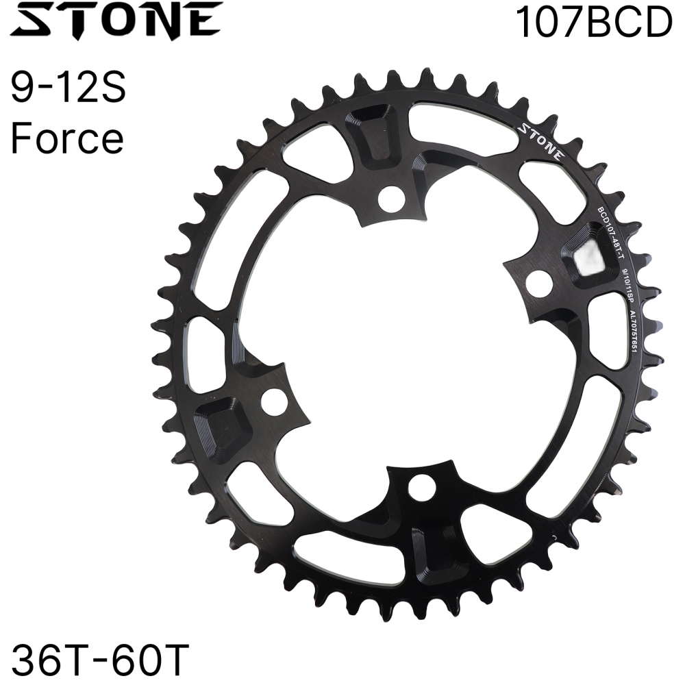 Stone Oval Bike Chainring 107BCD for Sram Force AXS 12S Crankset 107 Bcd MTB Road Bike Narrow and Wide Chainwheel 36T To 60T AXS Flattop T-type