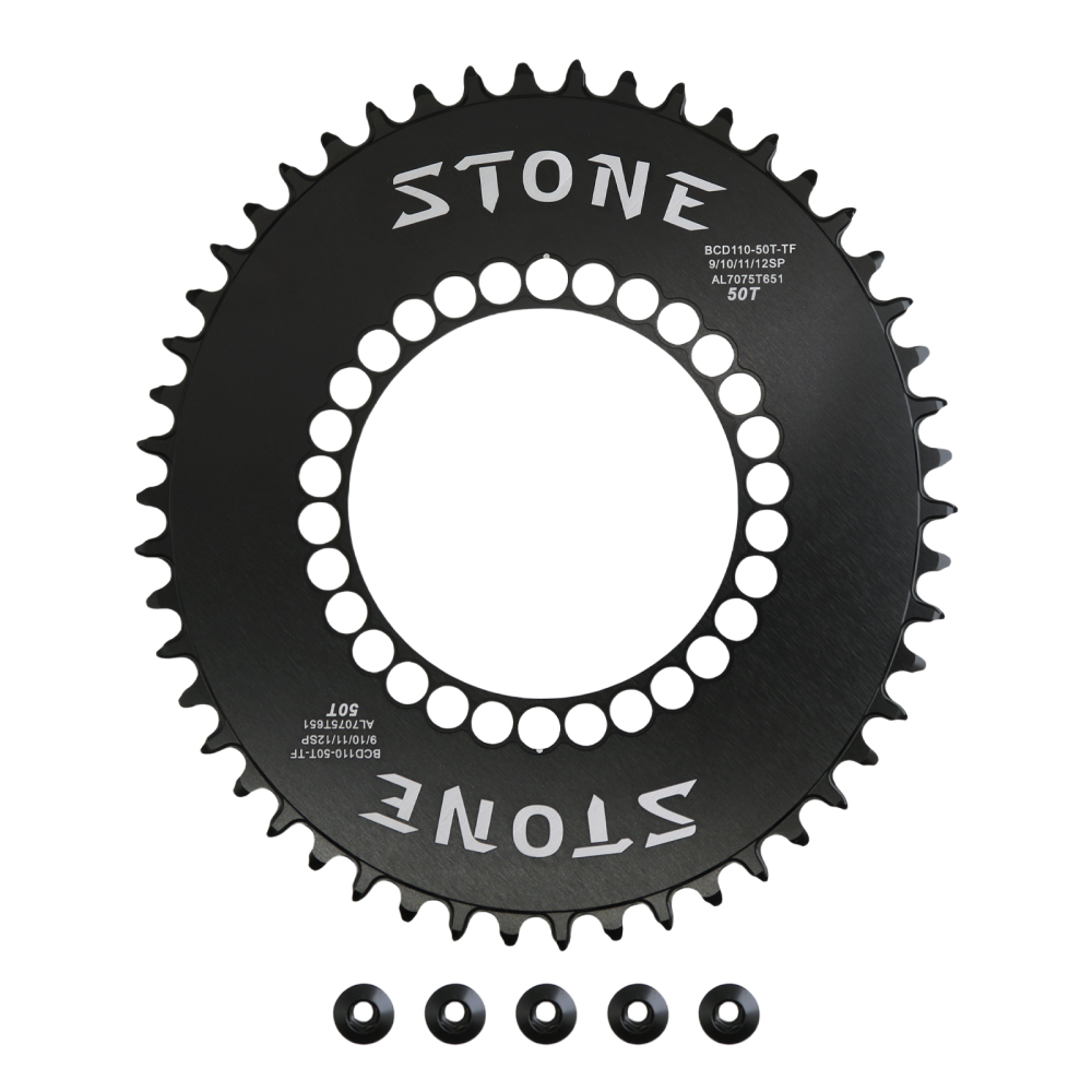 STONE 110 BCD Oval Narrow Wide Chainring for SRAM Force Red Rival S350 S900 S100 Rotor FSA 5-Arm Crankset 1x Road Gravel Chainwheel 36T-60T Black Silver