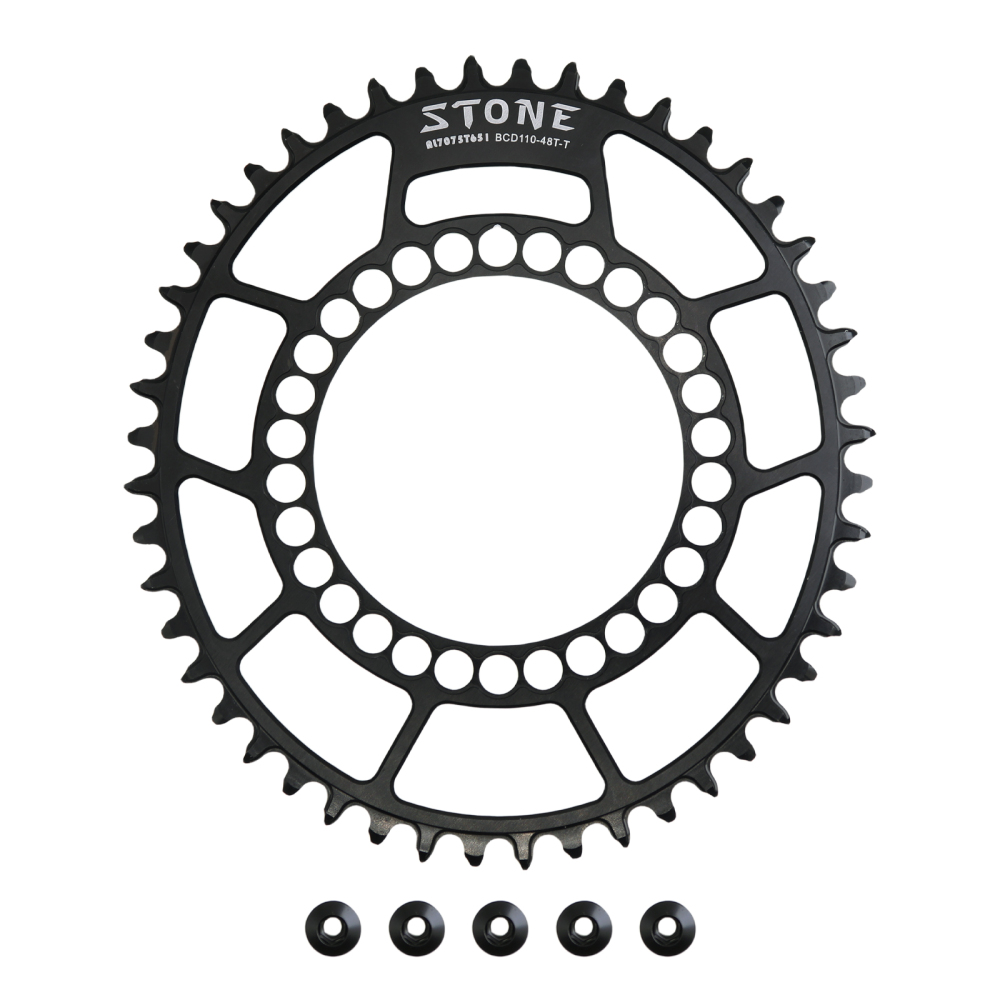STONE 110 BCD Oval Narrow Wide Chainring for SRAM Force Red Rival S350 S900 S100 Rotor FSA 5-Arm Crankset 1x Road Gravel Chainwheel 36T-60T Black Silver
